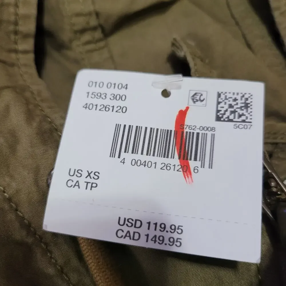 American Eagle Parka Military Style Jacket Mens Size Xs Green Full Zip Oversized